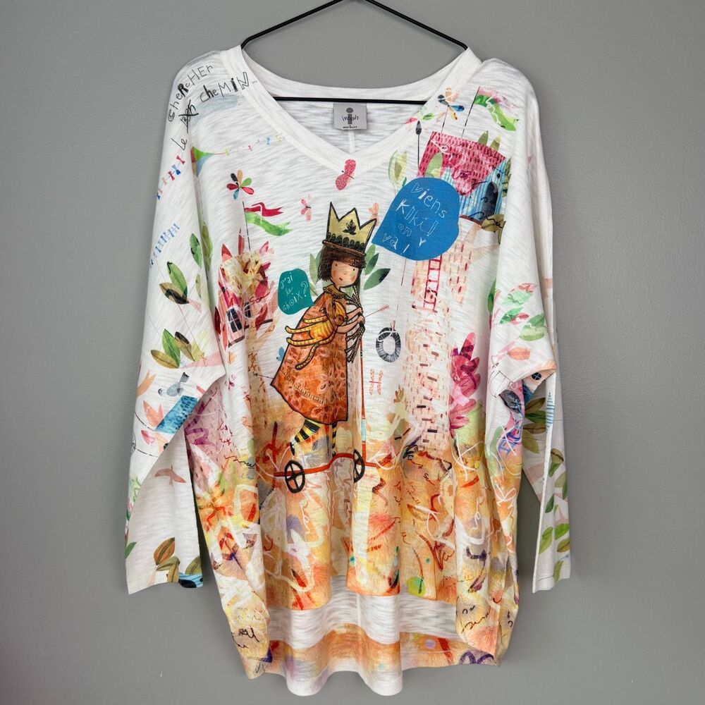 iNoah Et' Lois "Unicorn in Paris" Knit Womens Top Size Small